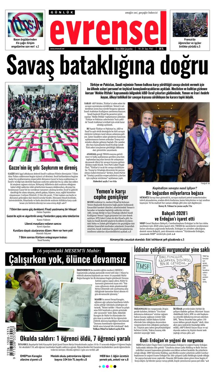 hakki_ozdal's tweet photo. Türkiye ve Pakistan, Suudi rejiminin Yemen halkına karşı yürüttüğü savaşa destek vermek için askeri personel ve teçhizat göndereceğini açıkladı.

Yemen’e saldırdıktan sonra kısa sürede bozguna uğrayan Suudi Krallığının yardımına koşma hamlesi, başta İran olmak üzere bölgedeki ülkelere karşı savaş yürüten ABD-İsrail saldırganlığıyla da birleşen bir nitelikte. 

Suudi monarşisinin savaş risklerini bölüşme kararı, Meclisten ve halktan gizlenen korsan ��Mekke İttifakı’ anlaşmasına dayandırılıyor ve ülkeyi tehlikeli bir savaşın kıyısına sürüklüyor.