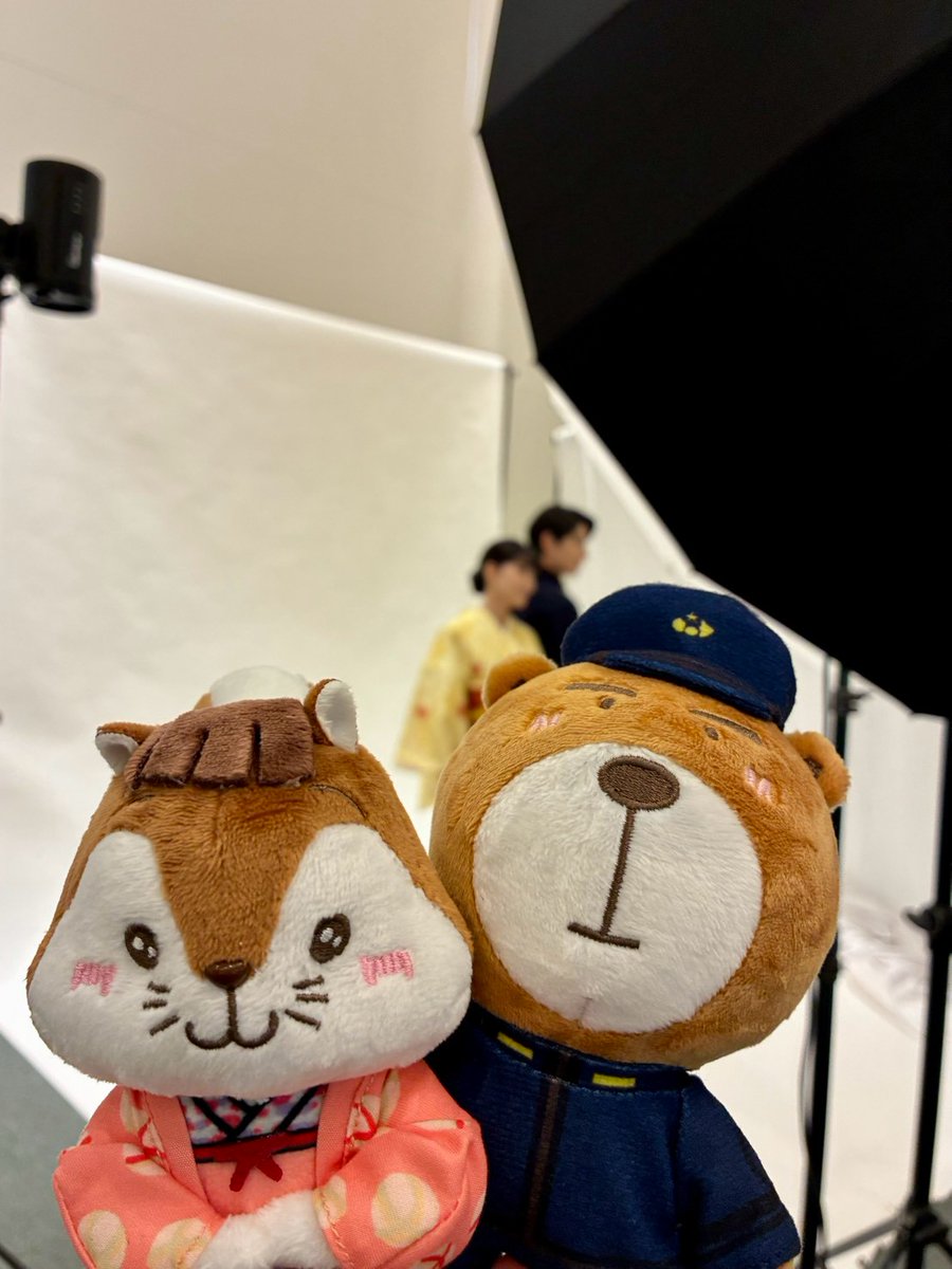 meotobiyori's tweet photo. きょうの宣伝大使✿⠜

本日10月7日発売🍂
#TVstation の裏表紙を飾る
#芳根京子 さん #本田響矢 さんの撮影現場に
りす美とくま昌もおじゃましました👘⚓

そっと見守る宣伝大使たち🐿️🐻💕
お二人が宣伝大使に気付いてくれた瞬間も...？👀
Instagramでは別カットも掲載中です✨

#めおと日和 👘🍁
𝟙𝟘月𝟙𝟝日(木)よる10時スタート!!