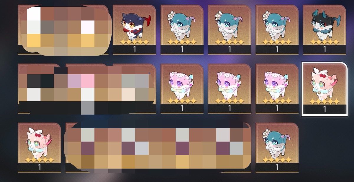 piece_enN's tweet photo. 【交換】星間幻獣 スタレ

譲:バットたぬにゃん/うすべにちゃん/はなみん/カフカノン/流光ホタル/迷子獣/胡麻しるこ/メイメイ/まんぷく龍/キュヌレ/チェリビス

求:ぱっちり将軍

所持数は画像の通りです。
まとめての交換を優先して探しております🙇🏻️
検索からでもお気軽にお声掛けください🍀 https://t.co/YHmpWWM7Zp