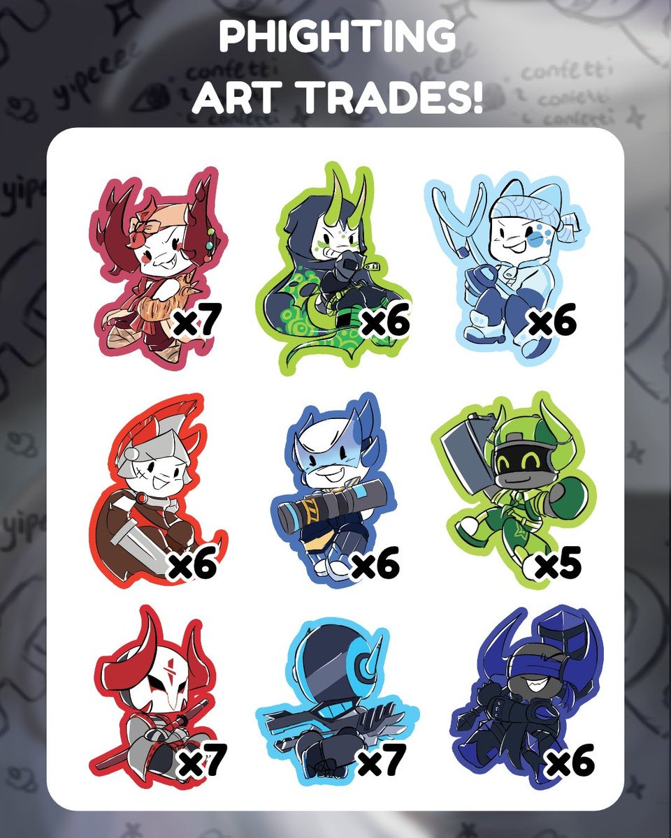 CJ48460248's tweet photo. Hehey waddup #phighting community, this will be my first phigthing art trade for #cf23!

I will drop them off at my friends booth on both days! You can either dm me or comment to book the stickers as it is limited stock!

I accept any phighting related but preferably vine thxx ❤️‍🩹 https://t.co/vWHJWHAFJl