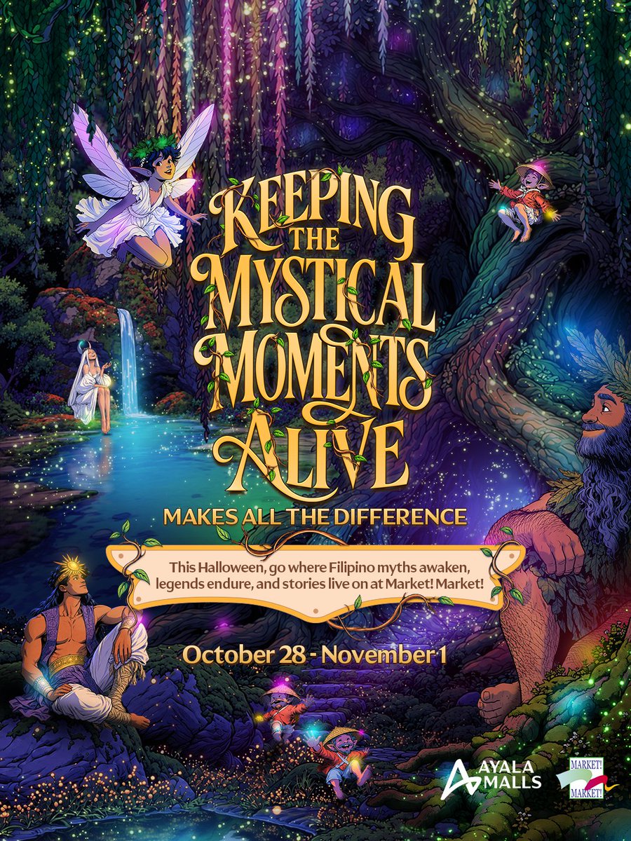 MarketMarketBGC's tweet photo. Awakening the magic in every tale makes #AllTheDifference this Halloween!ππ¦β¨
Enter a world of Filipino folklore filled with mythical creatures, enchanting stories, and moments of wonder this Oct 28 to Nov 1!
#KeepingTheMysticalMomentsAlive #FunInTheFinds #iLoveMarketMarket https://t.co/FQMJIDlx6f