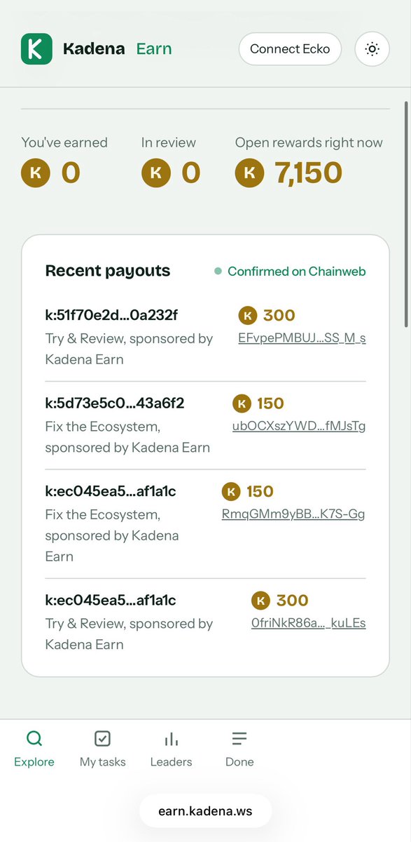 KadenaNexus's tweet photo. Kadena Earn, day 1 ✅

First rewards paid on-chain to community contributors, every one with a transaction link on Chainweb.

7,150 KDA still open for tasks right now 

👇 https://t.co/dXAnhSc8LS

Join us: https://t.co/WOVgTyA6wt
#Kadena kadena:native https://t.co/HKC1LJAStS