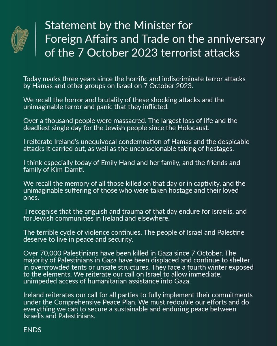 HMcEntee's tweet photo. My statement on the anniversary of the October 7th terrorist attacks: https://t.co/qSqyrU5oLV