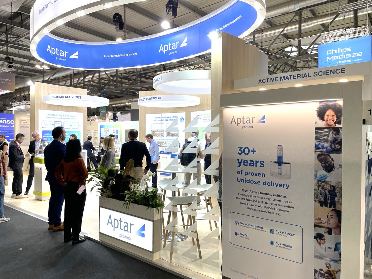 aptar's tweet photo. Day 2 at #CPHIMilan is well underway! Meet our team at Booth 11A43 to find out why customers choose to partner with #AptarPharma. And don’t miss our talk at 14:15 today at area 11A49, discussing how patient needs are shaping the evolution of #nasaldrugdelivery. #DrugDelivery https://t.co/2nu844CIef