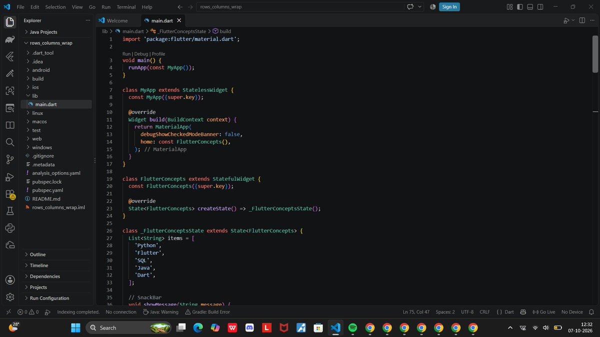 Shet88950Anusha's tweet photo. Day 19/100 🚀
Today I learned 4 Flutter concepts:
🔹 ListView
🔹 GridView
🔹 SnackBar
🔹 Dismissible
Built and practiced them together in one Flutter app. 
GIT;https://t.co/JjWZO6NFjg
#100DaysOfCode #Flutter #Dart #LearningInPublic https://t.co/1Z5nFL0aTm