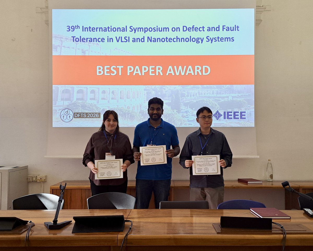 IPTC_upm's tweet photo. π Best Paper Award at #DFTS2026 for research involving #IPTC at #UPM! π A memory-error protection solution for #SLAM systems cuts memory overhead by 85%+ with negligible latency, boosting reliability in autonomous robots & vehicles. π€π https://t.co/diInd4R63r https://t.co/xitOBkwRrJ