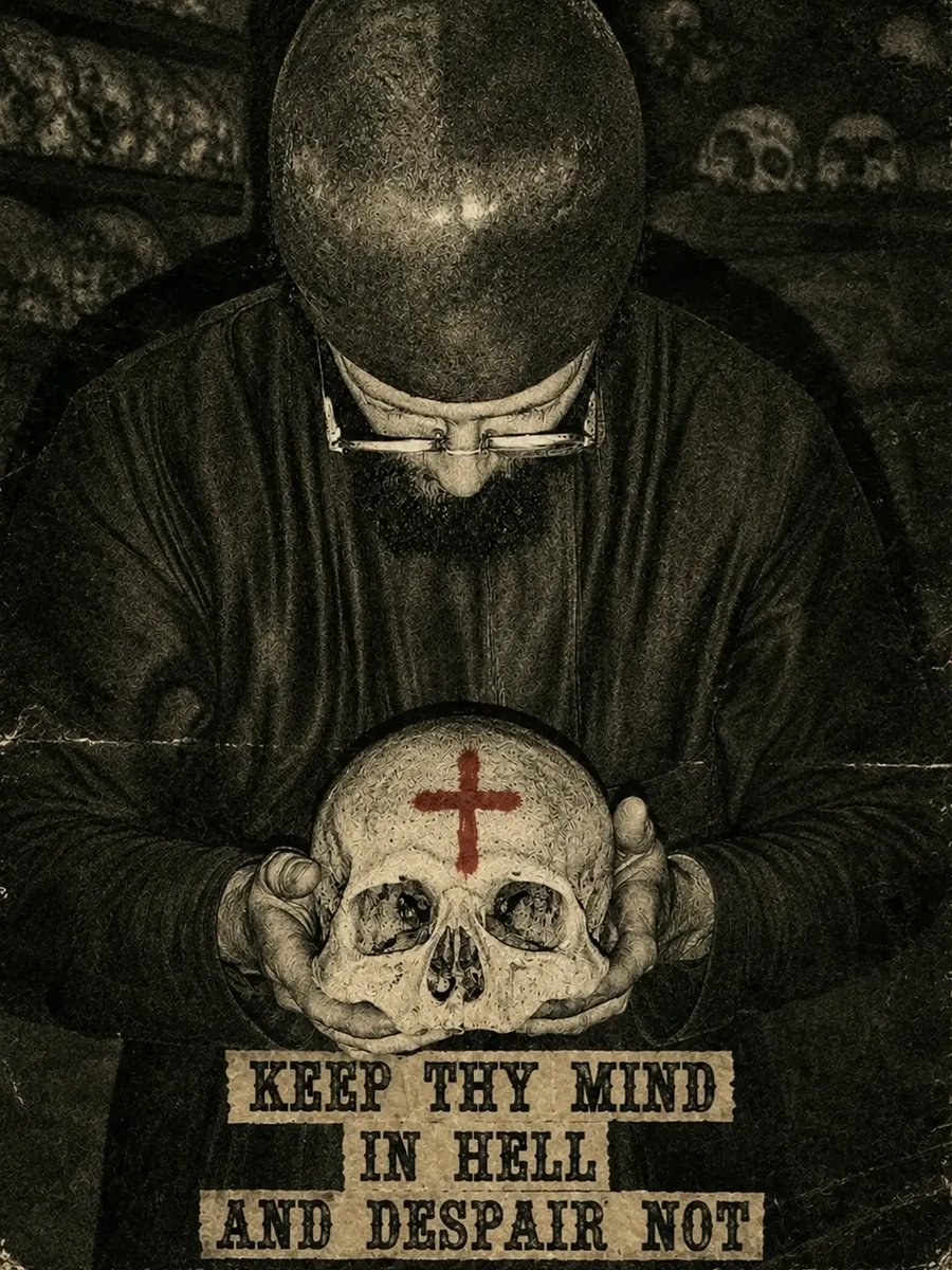 orthodox_33ad's tweet photo. The now famous saying, “keep thy mind in Hell and despair not,” is a word given by God to Saint Silouan one night as he struggled intensely with demons. https://t.co/RmmOFw3mPv