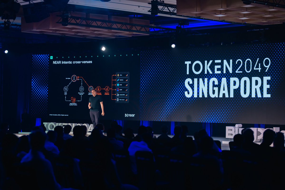 token2049's tweet photo. On the BingX Labs Stage at TOKEN2049 Singapore, @ilblackdragon (@NEARProtocol)  made the case for AI and finance being private by default. https://t.co/rU3JSiM3Yt