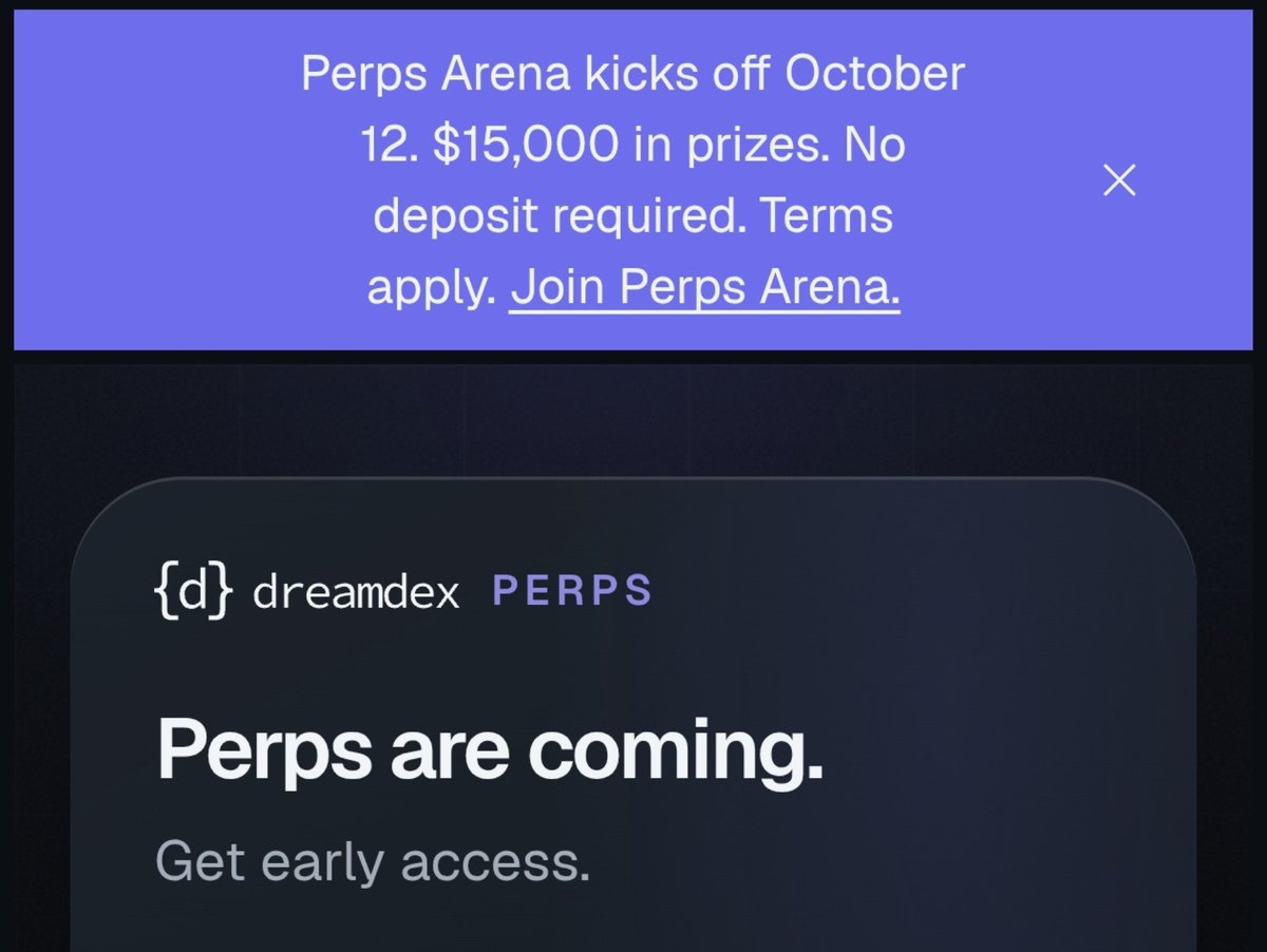9Xvenom's tweet photo. 🪂 @dreamDEXSomnia Perps waitlist is live.

Perps Arena (paper trading competition) starts October 12 with $15,000 in prizes.

How to join👇🏻

1. Go to → https://t.co/27KezZE4Xr  
2. Connect wallet  
3. Connect X  
4. Join the waitlist

No deposit needed for the Arena.  
Just get on the list now.

❤️ Like 
🔁 RT
🪶 Bookmarked

Follow @9Xvenom for more.

NFA. DYOR.