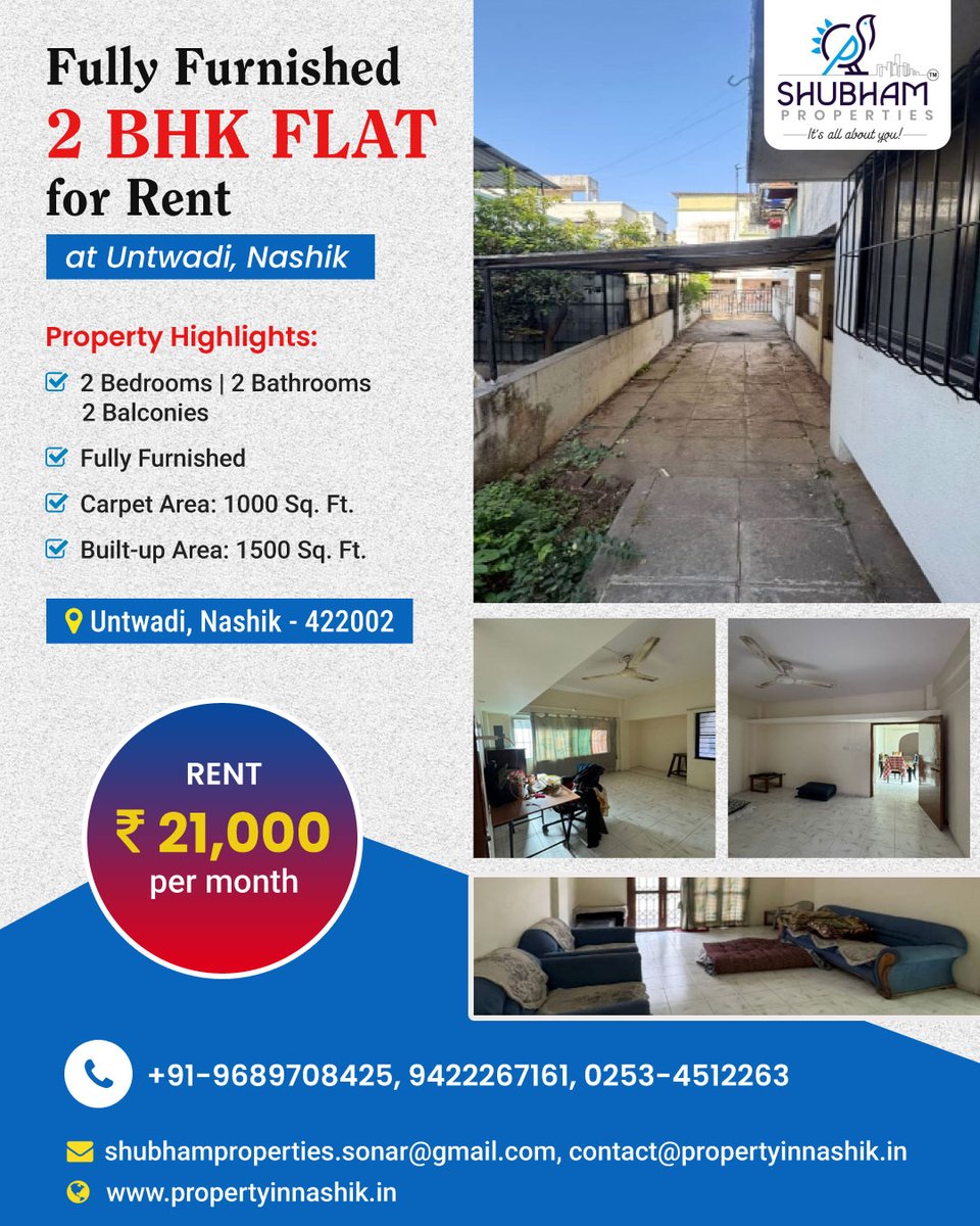 shubhamp_nashik's tweet photo. 🏡 Fully Furnished 2 BHK Flat for Rent in Untwadi, Nashik
💰 Rent: ₹21,000/Month
📞 +91-9689708425 | 9422267161 | 0253-4512263
🌐 https://t.co/GXAX5IJAQP
#FullyFurnishedFlat #FlatForRent #NashikProperty #RentalProperty #HomeForRent #PropertyInNashik #NashikRealEstate #Furnished https://t.co/pall6LLWOT