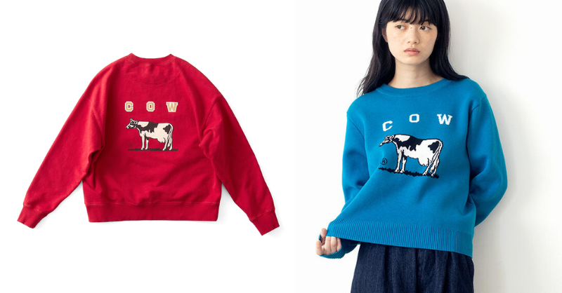 f_fashion_news's tweet photo. 牛乳石鹸×フェリシモのコラボグッズがモーレツにかわいいのはいいんです。赤箱色のスウェットにするか、青箱色のセーターにするか、それが問題です🐄

▼くわしくは