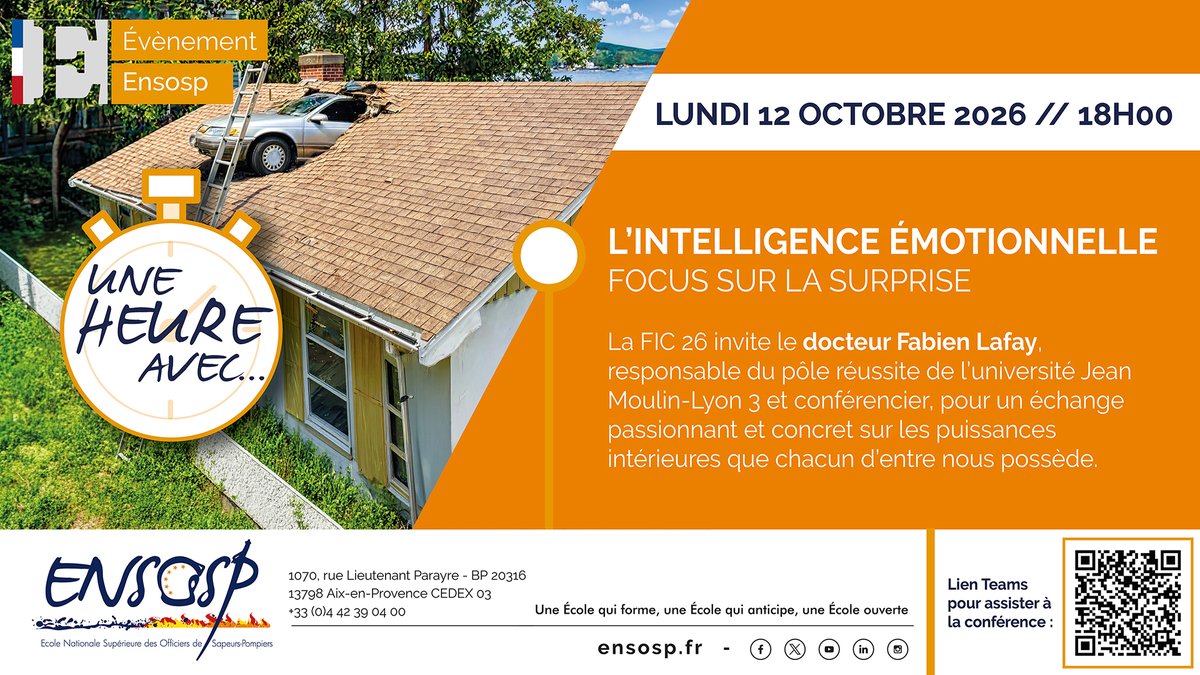 ENSOSP's tweet photo. Le docteur Fabien Lafay, responsable du pôle réussite de l’université Jean Moulin Lyon 3 et conférencier, apportera son éclairage sur les puissances intérieures de chacun.

📅 Lundi 12 octobre à 18h
💻 En direct : https://t.co/wNZsOEE4ew https://t.co/reNgruSuVK