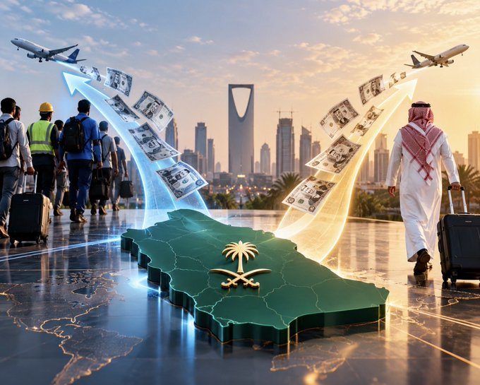 jb2885's tweet photo. 13.5 مليار ريال خرجت من السعودية في شهر واحد ‼️👀💸

تحويلات الأجانب المقيمين في المملكة وصلت في أغسطس إلى 13.5 مليار ريال بارتفاع أكثر من 1% عن نفس الشهر من 2025

والأكبر من الرقم الشهري 👇🏻
تحويلات الأجانب أول 8 أشهر من 2026 وصلت إلى 113 مليار https://t.co/Tci8yLyW4i