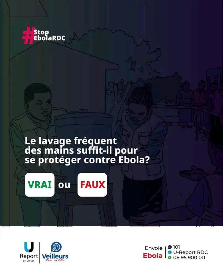 ebwaLepenseur's tweet photo. À toi de jouer ! 🤍

Vrai ou Faux : le lavage fréquent des mains suffit-il pour se protéger contre Ebola ?

Réponds en commentaire, on te donne la bonne réponse juste après !

#StopEbolaRDC
#VeilleursduwebRDC5
#INSP
#UnicefenRDC
#VeilleursduwebRDC https://t.co/MBThG3Y7dn