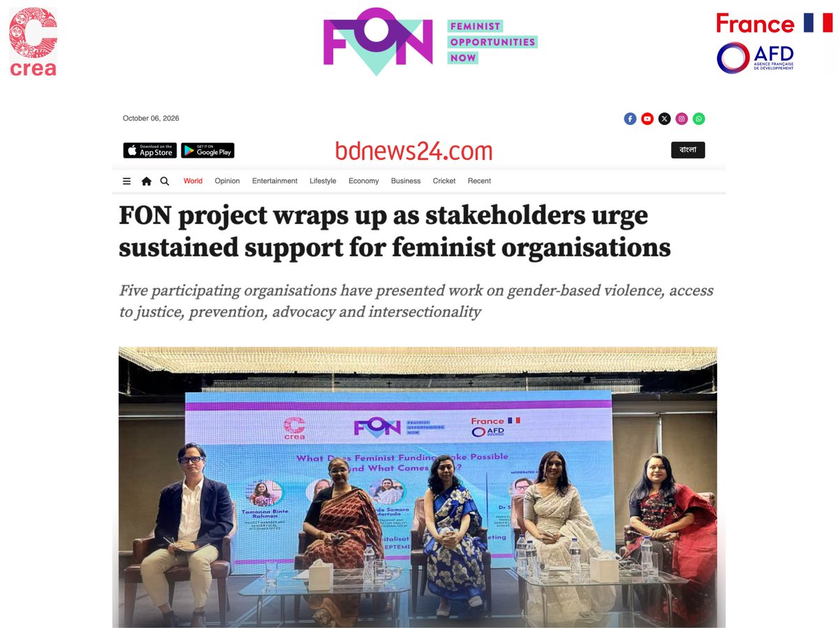 ThinkCREA's tweet photo. Four years of #FON in Bangladesh: 20 organisations supported, 5 networks strengthened and 100+ grassroots organisations connected.

In Dhaka, partners reflected on what flexible feminist funding can make possible.

#ThinkCREA #FeministOpportunitiesNow #FlexibleFunding https://t.co/zhawXzTlYZ