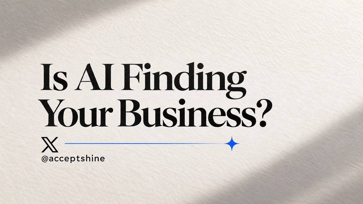 Acceptshine's tweet photo. 37 places AI may check before recommending your business 👇

AI search isn’t limited to Google anymore. When someone asks an AI tool to recommend a business, it may look at different sources across the web to understand your brand, reputation, expertise, and credibility.

The 37 places include:

- Your Website
- Google Business Profile
- Google Reviews
- Google Maps
- Facebook Page
- Instagram
- LinkedIn Company Page
- YouTube Channel
- YouTube Transcripts
- Yelp
- Trustpilot
- TripAdvisor
- Better Business Bureau
- Apple Maps
- Bing Places
- Podcast Transcripts
- Wikipedia
- Reddit Threads
- Quora Answers
- Facebook
- Nextdoor
- Stack Exchange
- Product Hunt
- Industry Forums
- G2
- Capterra
- Clutch
- Glassdoor
- Crunchbase
- Indeed
- Angi
- Thumbtack
- News Articles
- Trade Publications
- “Best in Your City” Listicles
- Podcasts You’ve Appeared On
- Wikidata