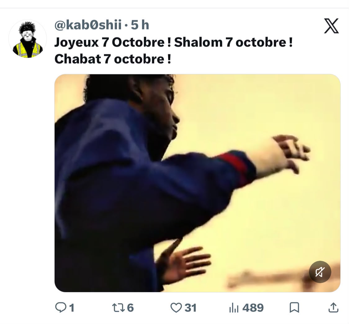 JCoupable's tweet photo. 🚨SIGNALEMENT

Aujourd'hui, trois ans après le massacre du 7 octobre, les pourritures anti-juive et pro-terroristes s'en donnent à coeur joie.
Nous vous invitons à les signaler.
Nous ne laisserons rien passer !

@DILCRAH @ObservatoireOjf @Association_OJE @_LICRA_ @bnvcaeu https://t.co/dGfWYxYFBM