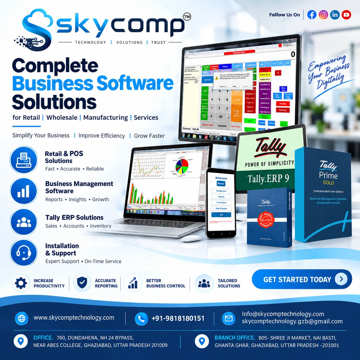 SkycompTech's tweet photo. Run your business smarter with Skycomp Technology 🚀
Get reliable Tally, accounting, POS, inventory &amp; business management solutions for Retail, Wholesale, Manufacturing &amp; Services.

✔ Accurate Reports
✔ Better Business Control
✔ Expert Support

🌐 https://t.co/ZkNBE29ZfP https://t.co/a2GsObwNzr