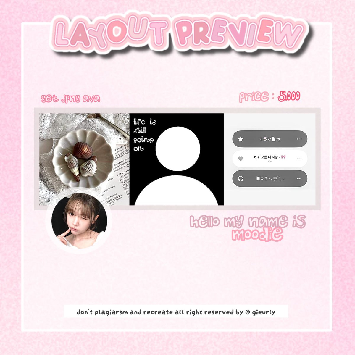 gieurly's tweet photo. — 💌 help repost ya, thankies!

halo sweet heart ‼️⭐️ aku punya layout ready stock carmen dan yeon nih ☝🏻 yuk dibawa pulang si cantiknyaa, scroll down for more yaa 🩷🍥🌸😆

#bealanja https://t.co/uK8nnWqzmT