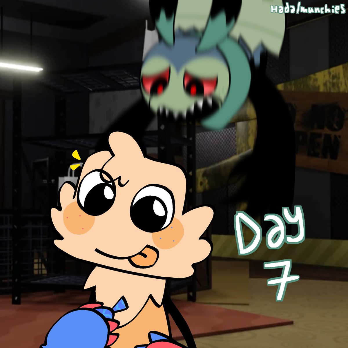 Hadalmunchies's tweet photo. Day 7: impending doom (I DO NOT SUPPORT QWEL) #dandysworld #goretober2026 #goretober #dwfanart https://t.co/JI4k2ecqf6