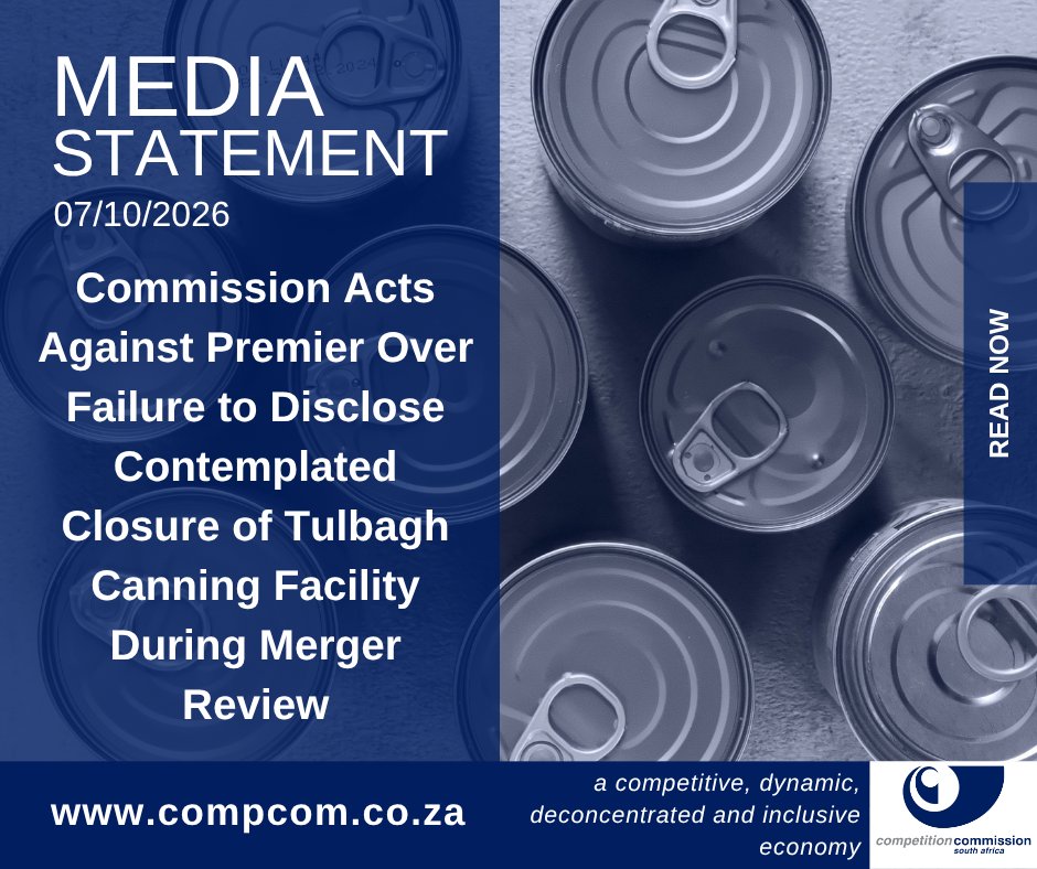 CompComSA's tweet photo. The Commission has approached the @comptrib to revoke its approval of the Premier-RFG merger over the alleged non-disclosure of plans to close the Tulbagh fruit canning facility. The proposed closure could affect 400+ workers, thousands of seasonal jobs &amp; about 200 fruit growers. https://t.co/LQYwZo2I44