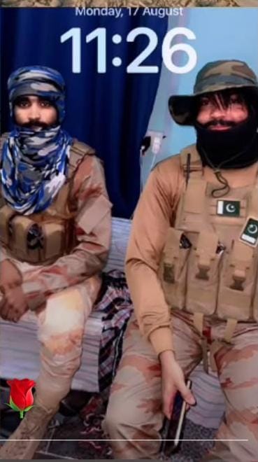 saeed_Baluch95's tweet photo. Government-backed militias (Death Squads) members Zahoor and Faraz are reportedly identifying houses in Tump area of Kech while wearing Frontier Corps (FC) uniforms during a recent military operation in the area. https://t.co/qZ0HO65RxE