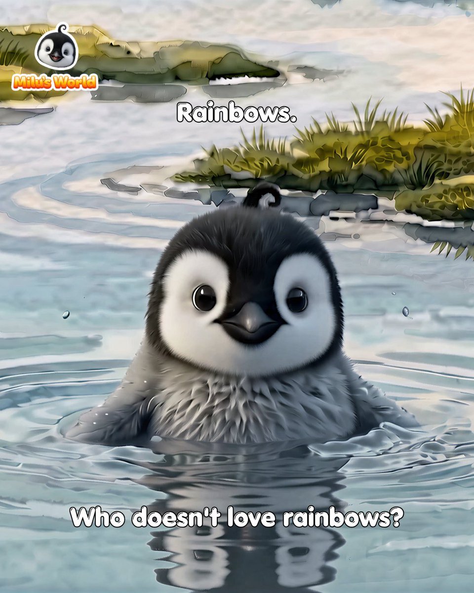 milupenguin's tweet photo. A little sunlight, a little water… and suddenly, a rainbow! 🌈✨

Milu wonders where it might lead, and who he might meet along the way. 🐧💛

#MilusWorld #Penguin #Rainbows #LittleMiluBigWorld #KidsAnimation https://t.co/YcTAY3vlKX