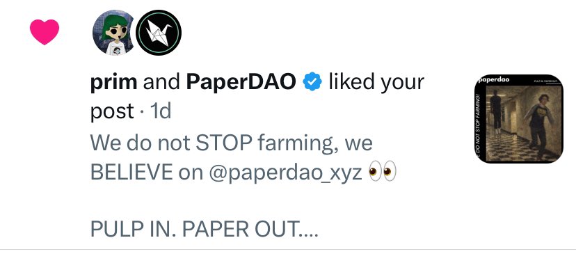 _Kaiden11111's tweet photo. When will you accept my application @paperdao_xyz 🥹

I knew u loved my work👀
Still waiting for you❤️🔥🐼

@AzFlin https://t.co/c7B4uOe3VV