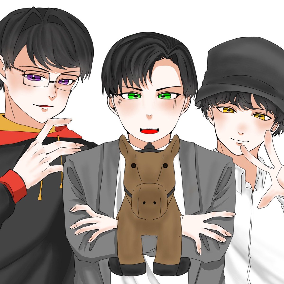 suion2525's tweet photo. 描き終えました✌️幸せそうな推したちです！！！私は箱推しです✌️✌️✌️✌️ https://t.co/uvWhFLFcxE