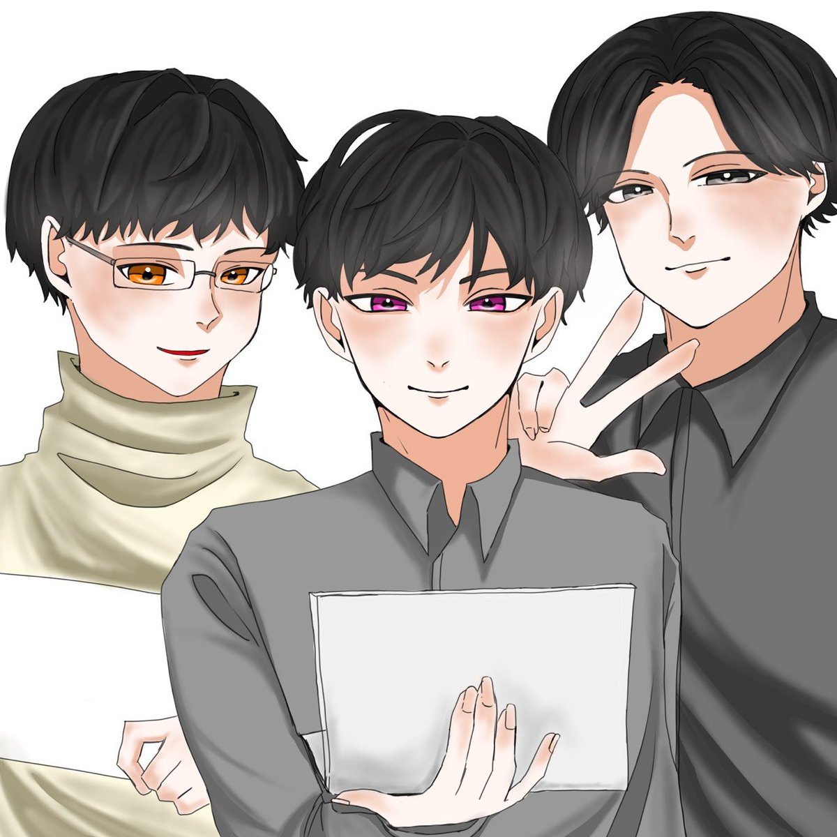 suion2525's tweet photo. 描き終えました✌️幸せそうな推したちです！！！私は箱推しです✌️✌️✌️✌️ https://t.co/uvWhFLFcxE