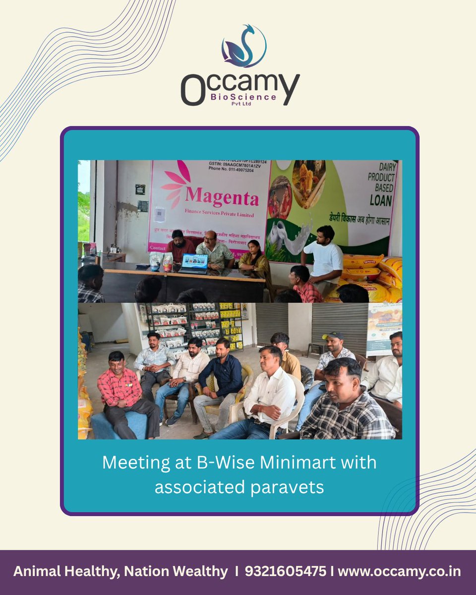 occamy_nutra's tweet photo. During our Sirsaganj #visit, we met farmers, dairy operators, and paravets at @b_wise_mini_mart.
To make good livestock #nutrition more accessible, B-Wise now keeps Occamy #nutraceuticals at the mart. Along with trial products, #farmers purchased 10 kg of BoviBooster directly. https://t.co/keqTIJvXUI