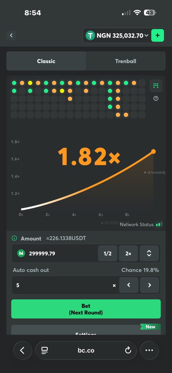 Talentedvirtual's tweet photo. The trending chart looks pretty good at this moment, don’t dull

 banker:    x1.70 and x5.00 auto cashout is trending now

Time frame: 8:55AM   Till  2:00PM

Register and play via link: https://t.co/vKEmIysD5N

Deposit 500K and start your rollover 

Check my pinned video here to navigate and cashout