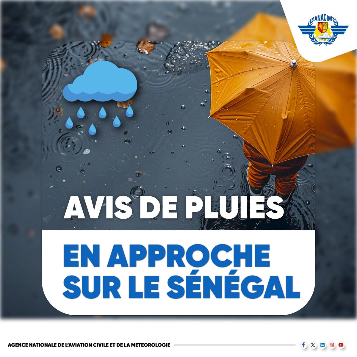 meteosenegal's tweet photo. 📢 PLUIES EN VUE SUR LE SÉNÉGAL : DU 07 AU 12 OCTOBRE 2026 🌧️

⛈️ Une nouvelle perturbation atmosphérique favorisera, au cours de la période, des conditions propices à des activités pluvio-orageuses sur plusieurs régions du pays. https://t.co/5zesR8BnYR