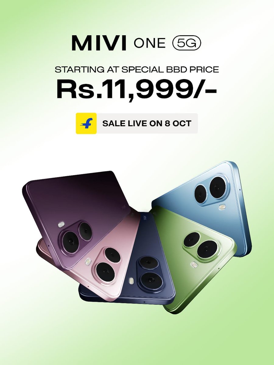 PriyankaSitz's tweet photo. Finally all the blues away with this one seriously guys 
Qualcomm inside, Flipkart outside. 😄 #MiviOne5G from an effective ₹11,999 in Big Billion Days. https://t.co/5CTh7GekCo