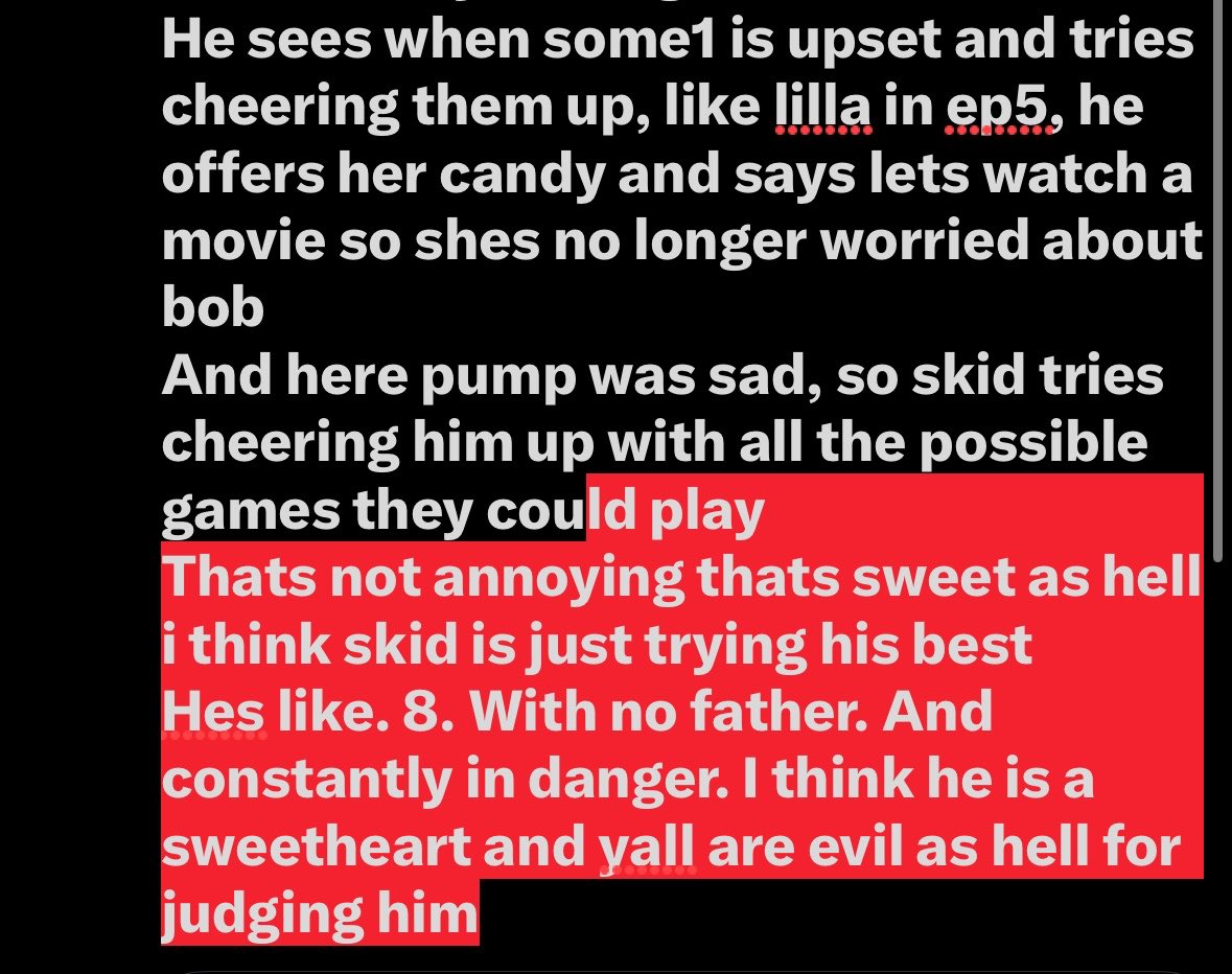 Bulboblablabo's tweet photo. Skid is
Emotionally intelligent
And always playing the role of reassurance
Dont say that https://t.co/MjI8dWv7bS