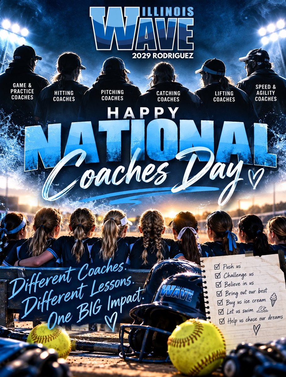 ILWaveRodriguez's tweet photo. Different coaches. Different styles. Different lessons. One BIG impact. 💙🥎

To the coaches who know when to push, when to teach, when to encourage—and somehow figure out exactly how each girl needs to hear it - we see you.

Thank you for the endless hours, the patience, the heart, and the time you invest in every player.

Tough coaches build tough players.
Thank you for pushing, believing in, and helping our team reach their potential and personal bests week after week. 

Our girls are chasing their dreams one lesson, one practice, and one game at a time. Thank you all for helping each of them achieve their goals!!

Happy National Coaches Day to all our faves! 💙

#WeNotMe #NoExcuses #GreatCoaches #SoftballLife #NationalCoachesDay