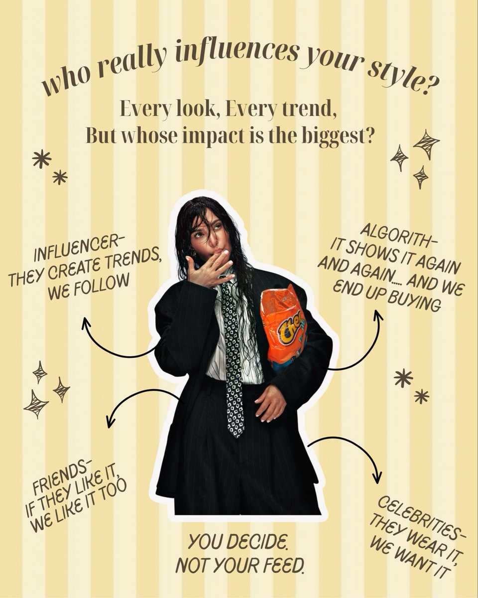 MediaMosaics's tweet photo. Your feed influences your fashion more than you think.
The question is : are you choosing the trend, or is the trend choosing you ?👀

#FashionInfluence #SocialMedia #DigitalCulture #FashionTrends #Algorithm #PersonalStyle https://t.co/p59xw8QfdD