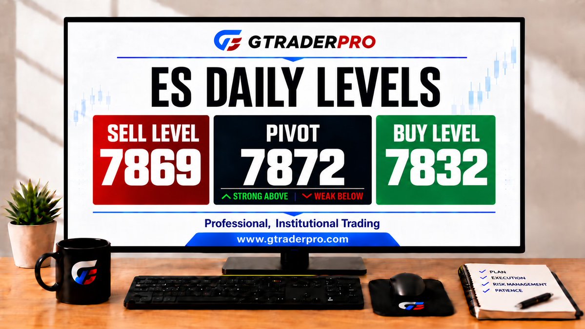 GTraderPR0's tweet photo. π ES Daily Levels
π’ Buy Level: 7832
π΄ Sell Level: 7869
βοΈ Pivot: 7872
Above pivot = strength
Below pivot = weakness
π₯ Get your FREE week in our Trade Room.
π https://t.co/Ws2Kxyeka4
#ES #FuturesTrading #GTraderPro https://t.co/QncHKfngLd