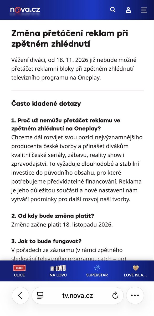 LudekStanek's tweet photo. Tohle je od @tvnovaofficial roztomile svinstvo. Udelat to na vlastni platforme za kterou si nechavas platit…. https://t.co/pye6iTDgvK