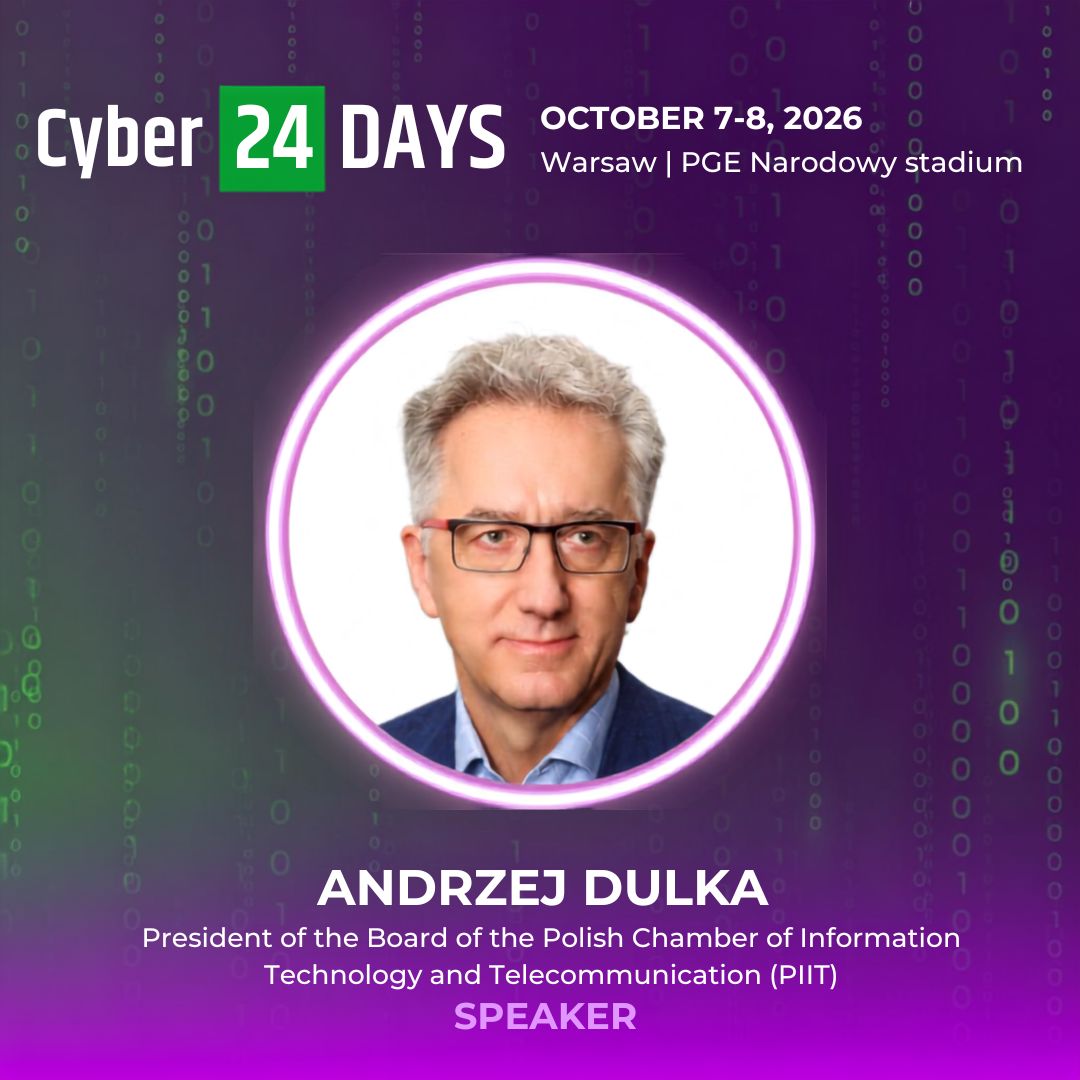 PIITPolska's tweet photo. Już jutro 8 października Andrzej Dulka będzie jednym z panelistów dyskusji „Cybersuwerenność Polski – czy polskie firmy są w cieniu globalnych graczy?”, która odbędzie się w ramach tegorocznej edycji Cyber24DAYS.

W centrum rozmowy znajdą się m. in. kwestie polskiej cybersuwerenności, rozwoju krajowych technologii i kompetencji, wzmacniania pozycji polskich firm technologicznych, a także zależności technologicznych i bezpieczeństwa strategicznych systemów.

Dyskusję poprowadzi Bartosz Loba, PAP a wezmą w niej udział:
- dr Hubert Cichocki, Sieć Badawcza Łukasiewicz
- Marcin Grabarczyk, NASK – PIB
- Jarosław Homa, PhD, MBA, Politechnika Śląska
- płk Paweł Skuratowicz, Dowództwo Komponentu Wojsk Obrony Cyberprzestrzeni
- Krzysztof Szubert, Instytut Łączności – PIB
- Borys Woś, Instytut Badawczy IDEAS

📅 8 października 2026 r., godz. 15:00
 📍 Warszawa, PGE Narodowy

Wcześniej, o godz. 14:30, odbędzie się prezentacja raportu „Polskie technologie w cieniu globalnych graczy”, który będzie punktem wyjścia do dyskusji.

Więcej informacji - https://t.co/JJecbAujII

#PIIT #Cyber24Days