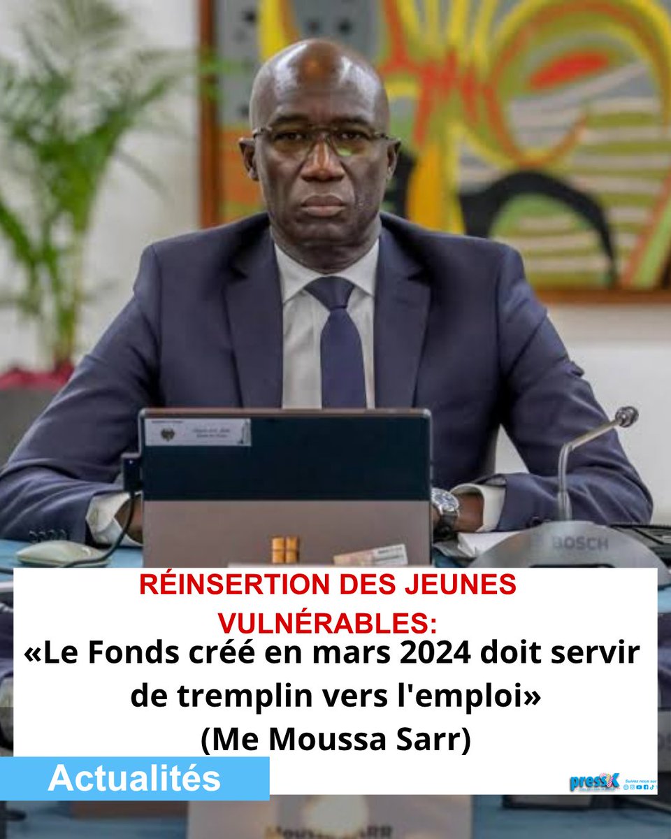 Pressafrik's tweet photo. Me Moussa Sarr plaide pour que le Fonds de mars 2024 serve de passerelle vers l'emploi pour les jeunes vulnérables
https://t.co/Za3U8JxCBM
#pourtoi #kebetu #Sénégal #MoussaSarr #JeunesVulnérables #Insertion #Emploi #Fonds #Actualité https://t.co/PmTYt2xcOA