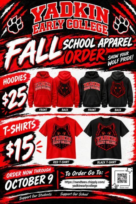 YECWolves's tweet photo. Don't wait until it's too late to order your YEC apparel. The store is open till this Friday. Show your wolf pride with these reasonably priced hoodies and t-shirts. https://t.co/zDkno74fWX https://t.co/OsP6Eed4Bv