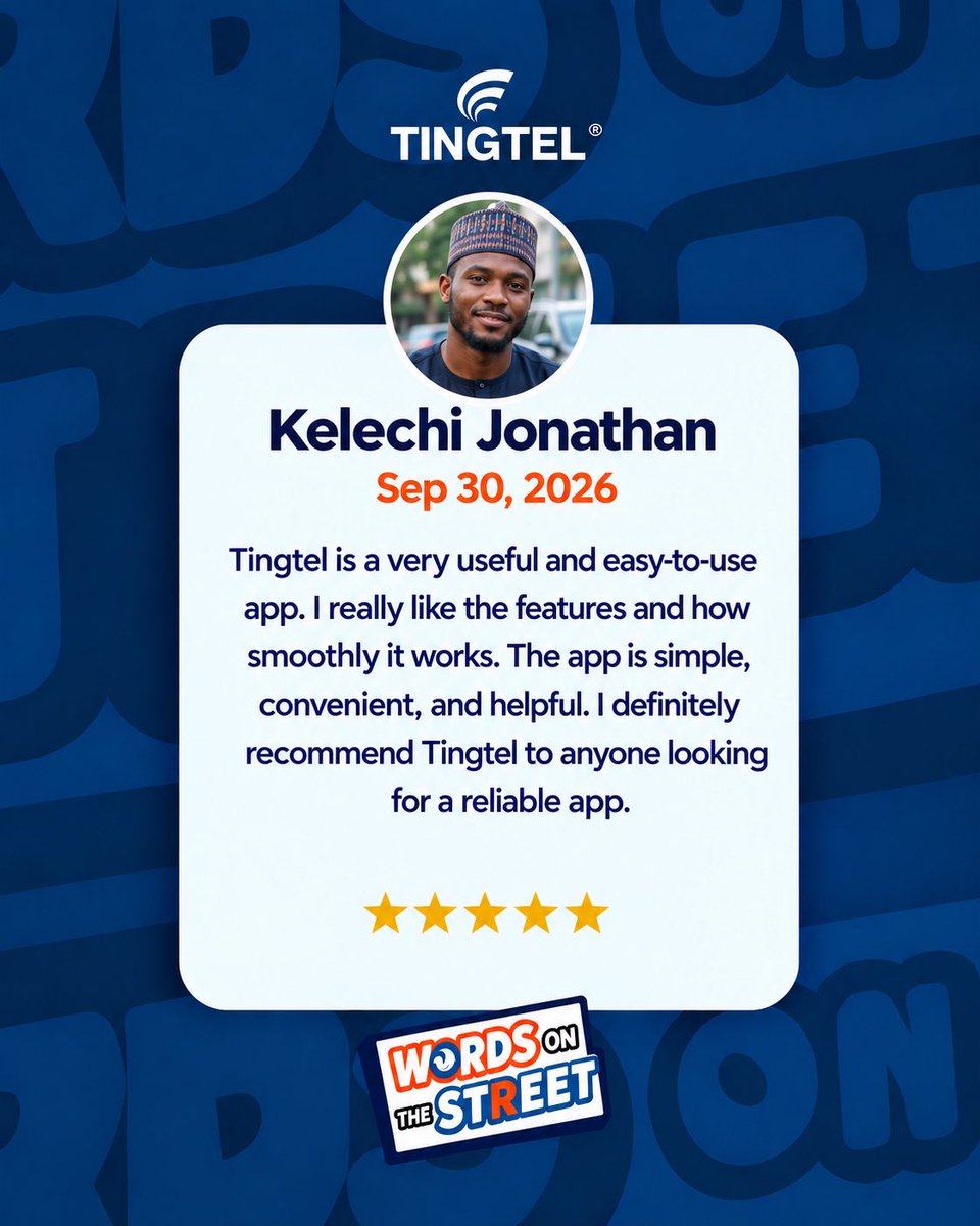 TingtelNG's tweet photo. Simple, useful, and reliable. That’s the kind of experience we want every Tingtel user to have.

Thank you, Kelechi, for the kind words. We’re glad Tingtel is making things easier for you. ❤️

#customerexperience #wordsonthestreet #customerfeedback #madeforyou #customerreview https://t.co/UeHzwlg1sw