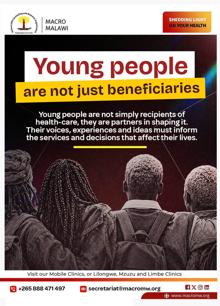 MACROMalawi's tweet photo. Young people deserve to be heard, included and empowered to shape the health services that affect their lives. 

#READYToThrive# https://t.co/ueb5hz3AIR