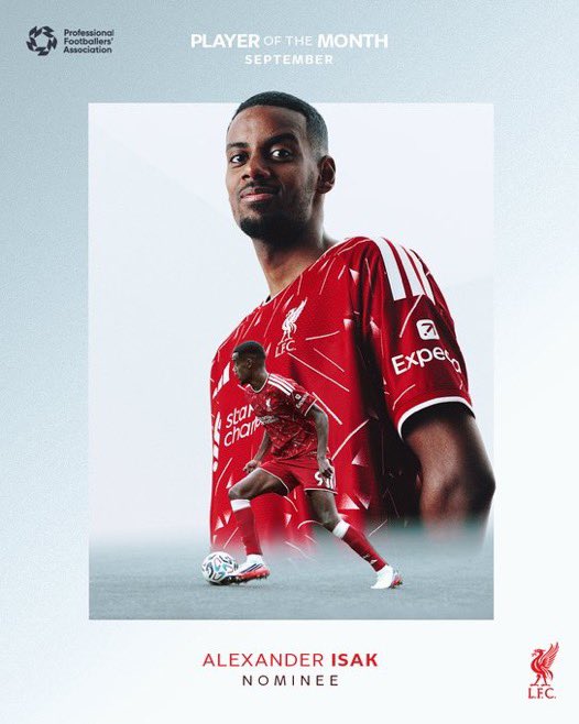 collection_13's tweet photo. Isak and Jacquet are up for @PFA Premier League Fans’ Player of the Month! 🔴 https://t.co/gv7R6t1NmP