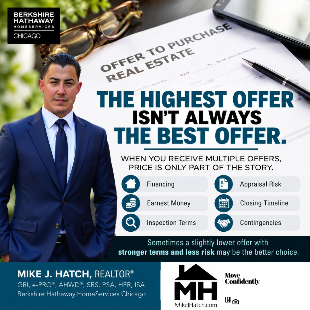 mikejhatchbhhs's tweet photo. 🏡 The highest offer isn’t always the best offer.
Sometimes stronger terms + less risk can make a lower offer the better choice.
Thinking about selling? Let’s talk strategy.
https://t.co/jz8i1bwhaE
#MikeJHatchRealtor #StCharlesRealtor #BHHSChicago https://t.co/L3ti1FqdDb