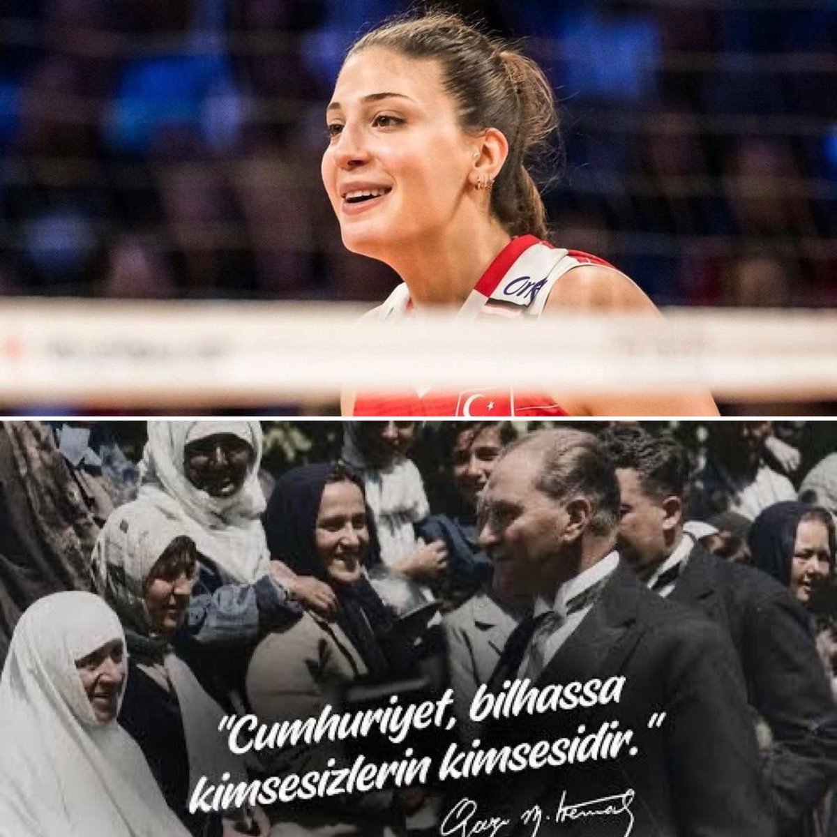 f_dincsy's tweet photo. Cemil Tugay’ın “AKP kimsesizlerin kimsesidir” ifadesinin ardından milli voleybolcu İlkin Aydın’ın yaptığı paylaşım: 

“Cumhuriyet, bilhassa kimsesizlerin kimsesidir.” https://t.co/hDDLmti4ni