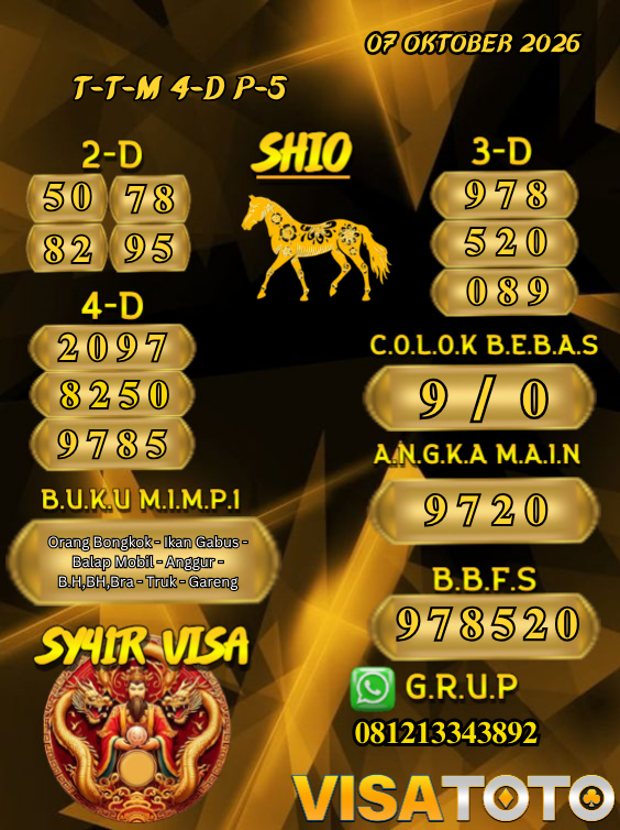 PrediksiVisa's tweet photo. PREDIKSI VISATOTO HARI INI 07 OKTOBER 2026
PASARAN : TOTOMACAU 4D P5

SALAM JACKPOT &amp; TETAP UPS BOSSKU !! 🥰🥰

#visatoto #AngkaMain #ColokBebas #Prediksijitu https://t.co/euw5KJXLDX