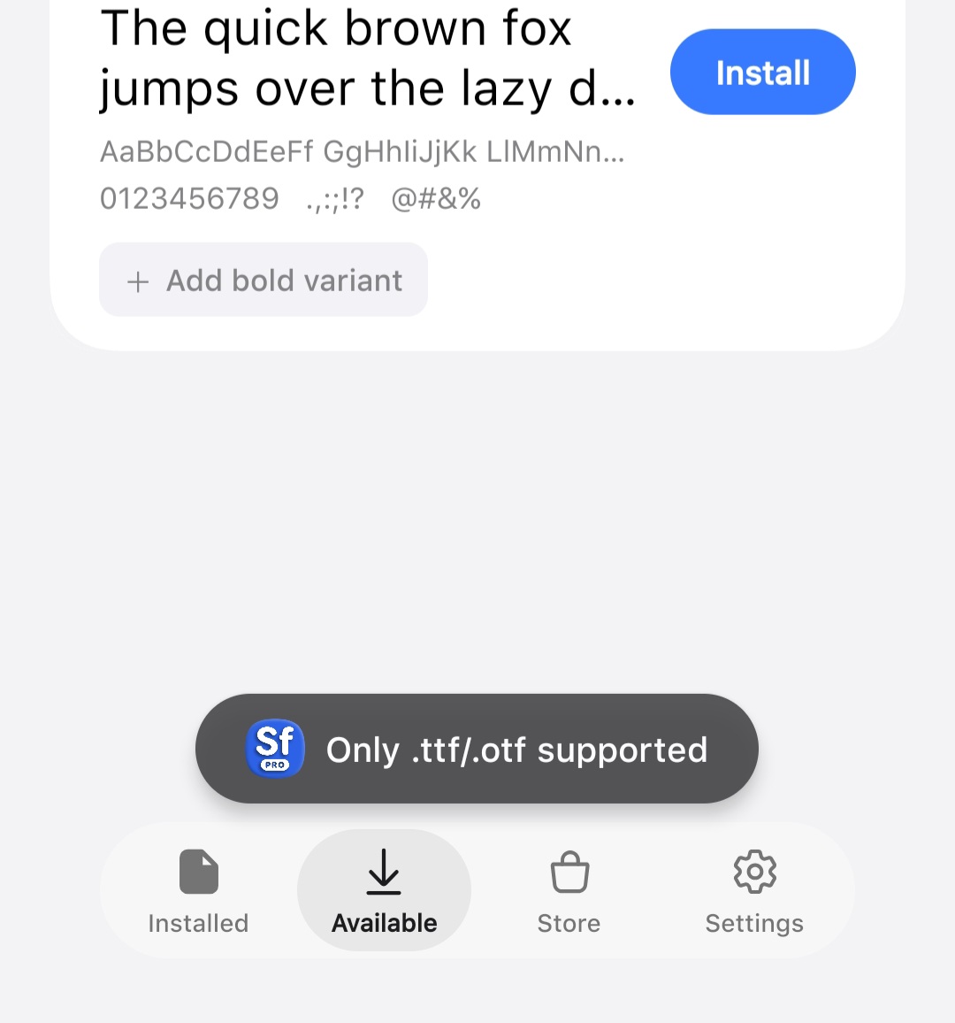 DidiLaspanfc's tweet photo. @fahadalijaved I’m on Sam fonts pro 4.3.2 and I always get these error messages everytime I want to install a font
Please how to fix it https://t.co/wGtqJSCk3Y