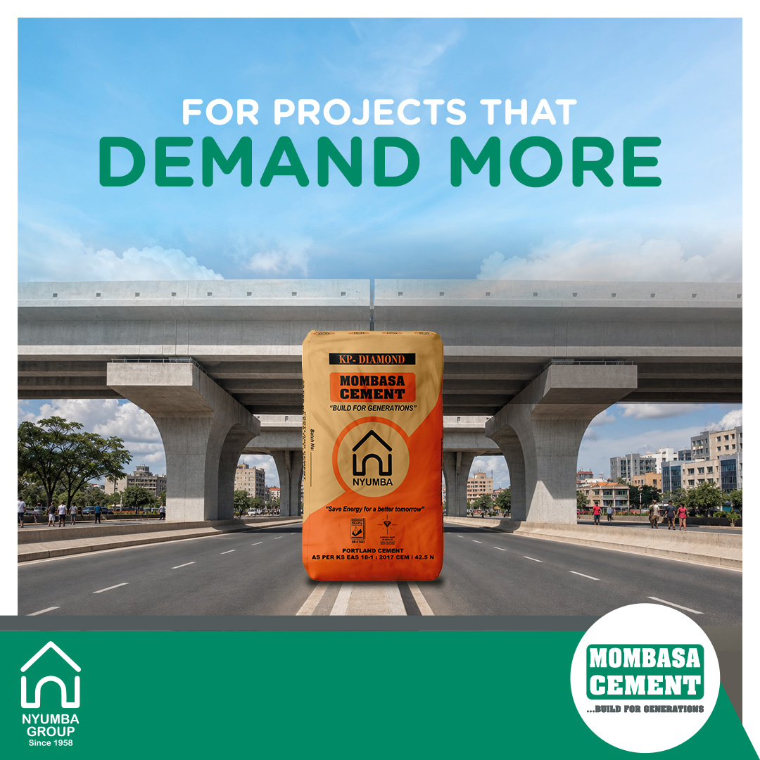 MombasaCement's tweet photo. High-rise structures, bridges, roads, reservoirs and high-strength precast work call for cement suited to specialist applications.
Nyumba KP-Diamond is built for ambitious civil and reinforced concrete projects where performance matters at every stage.

#BuildWithNyumba https://t.co/FBJgbNPRr3